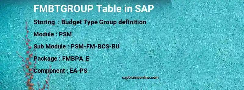 SAP FMBTGROUP table