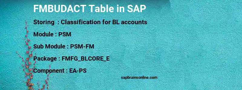 SAP FMBUDACT table