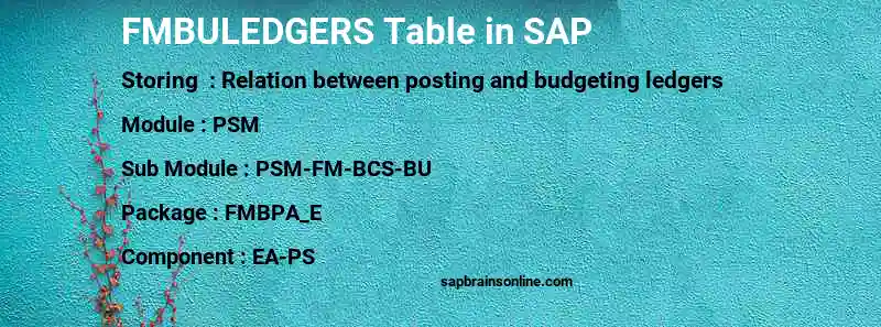 SAP FMBULEDGERS table