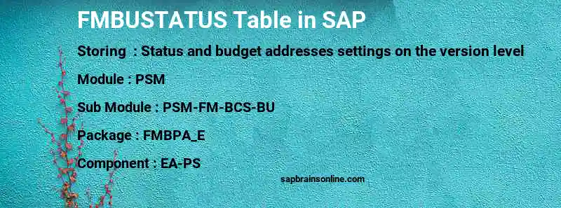 SAP FMBUSTATUS table