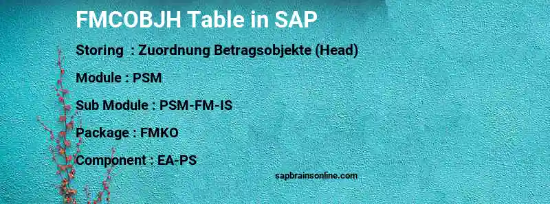 SAP FMCOBJH table