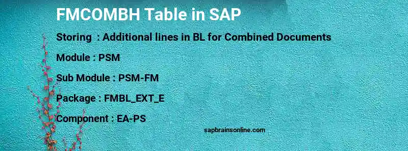 SAP FMCOMBH table