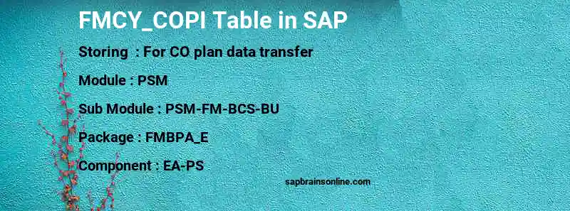 SAP FMCY_COPI table