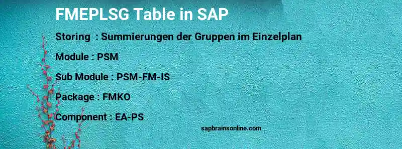 SAP FMEPLSG table