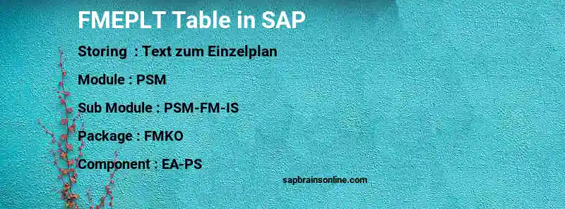 SAP FMEPLT table