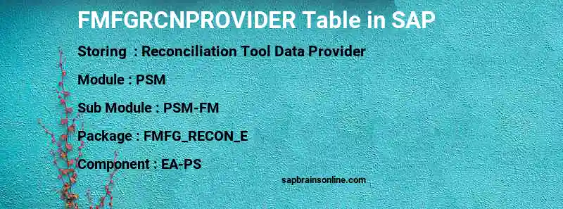 SAP FMFGRCNPROVIDER table