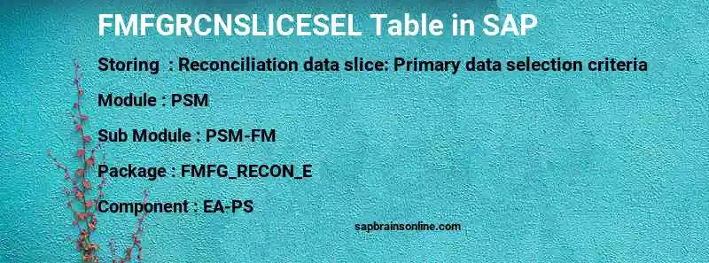 SAP FMFGRCNSLICESEL table