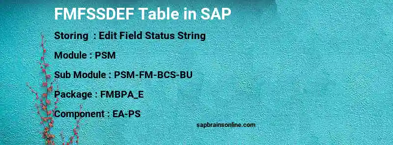 SAP FMFSSDEF table