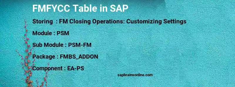 SAP FMFYCC table