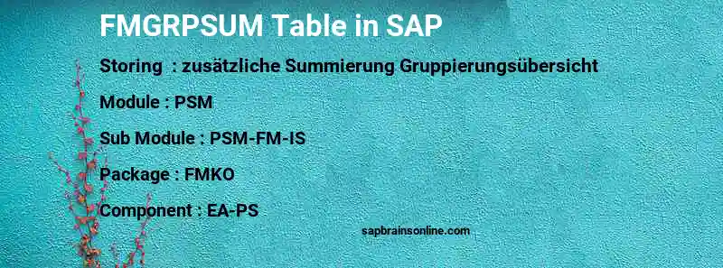 SAP FMGRPSUM table