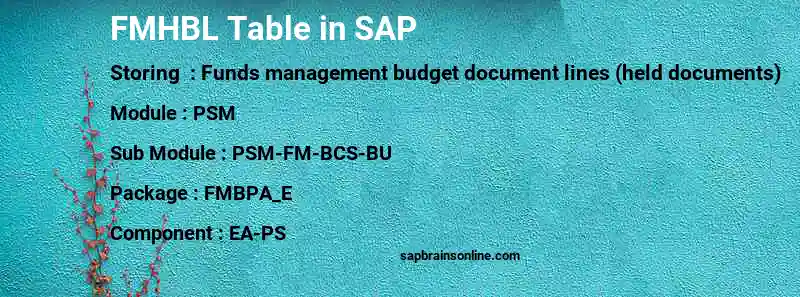 SAP FMHBL table