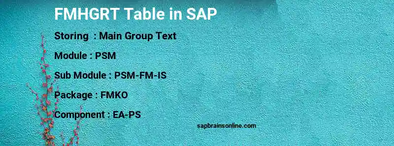 SAP FMHGRT table