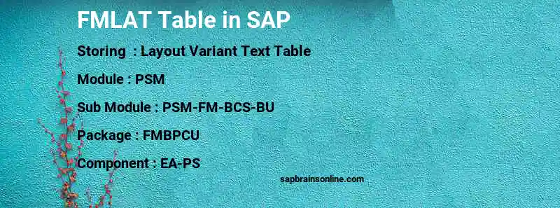 SAP FMLAT table