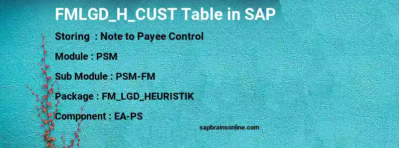 SAP FMLGD_H_CUST table
