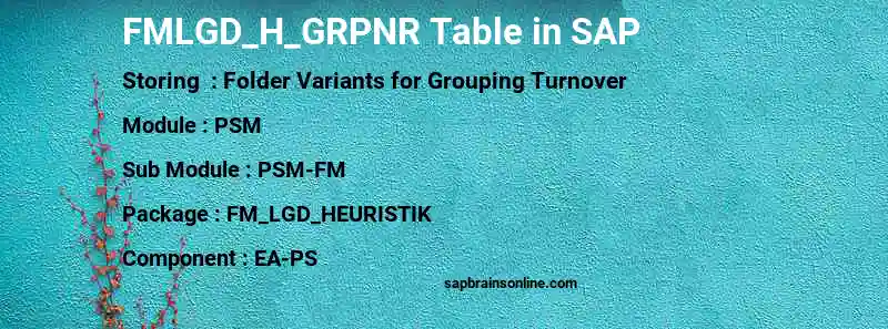 SAP FMLGD_H_GRPNR table