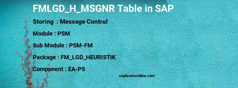 SAP FMLGD_H_MSGNR table