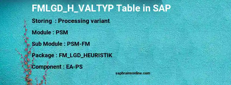 SAP FMLGD_H_VALTYP table