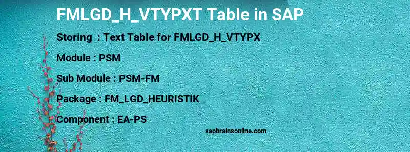 SAP FMLGD_H_VTYPXT table