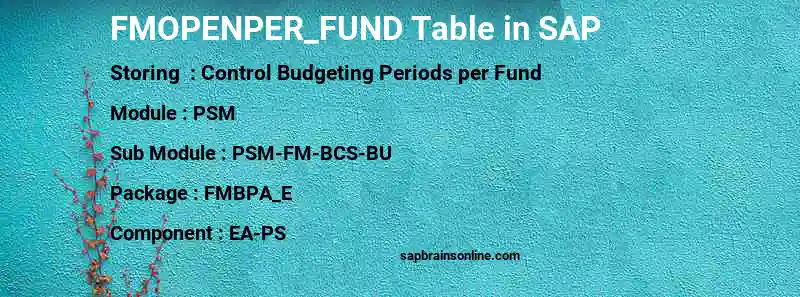 SAP FMOPENPER_FUND table