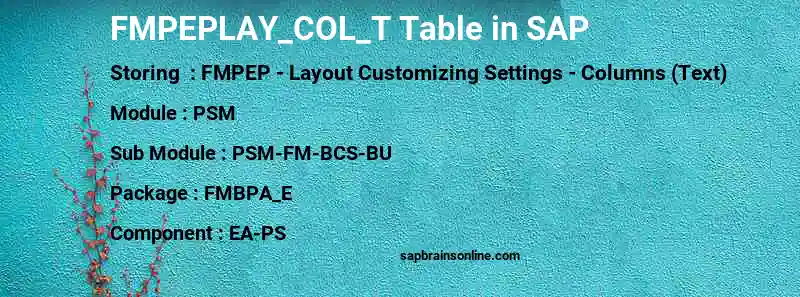 SAP FMPEPLAY_COL_T table