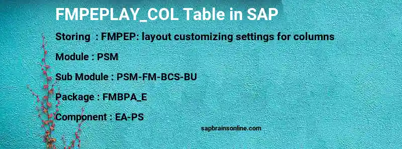 SAP FMPEPLAY_COL table