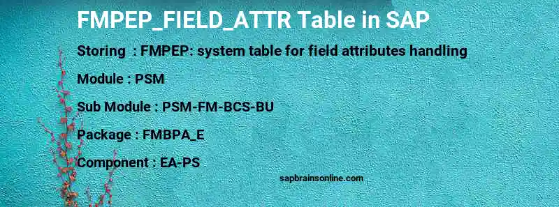 SAP FMPEP_FIELD_ATTR table