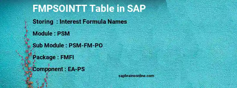 SAP FMPSOINTT table