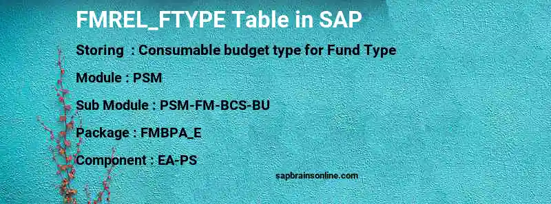SAP FMREL_FTYPE table