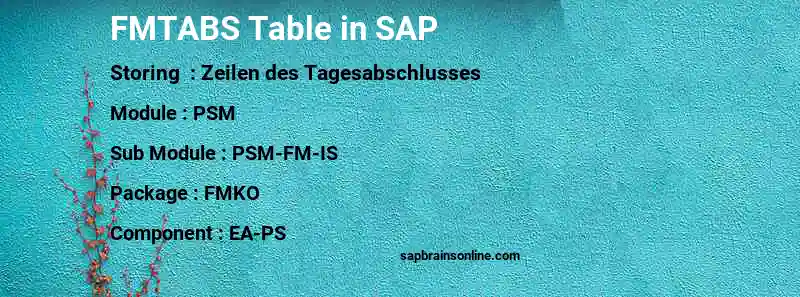 SAP FMTABS table