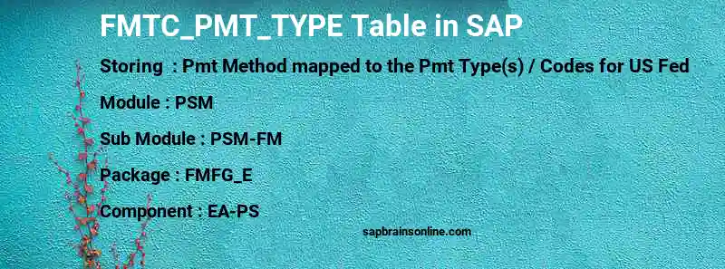 SAP FMTC_PMT_TYPE table