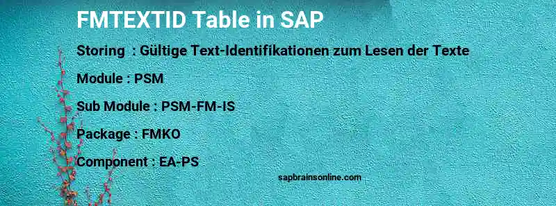 SAP FMTEXTID table