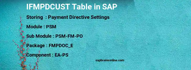 SAP IFMPDCUST table