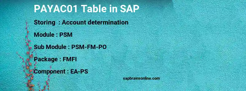 SAP PAYAC01 table