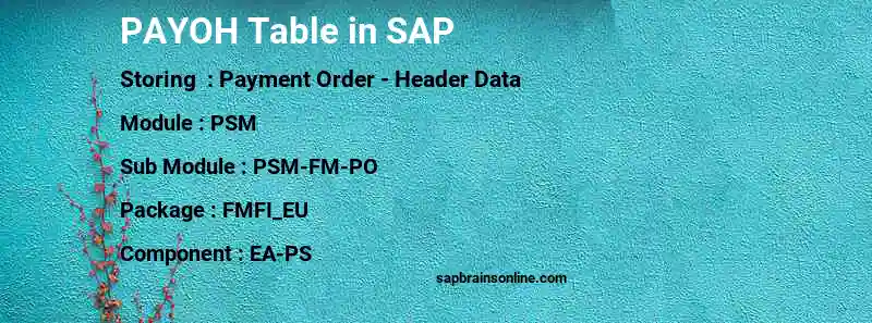 SAP PAYOH table
