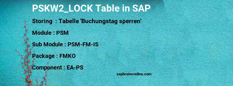 SAP PSKW2_LOCK table