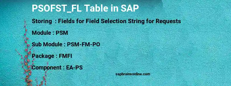 SAP PSOFST_FL table