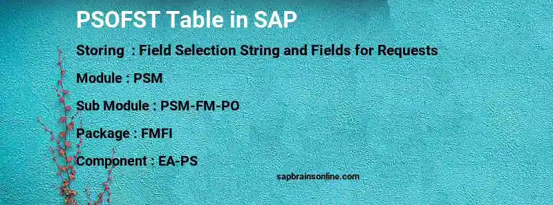 SAP PSOFST table