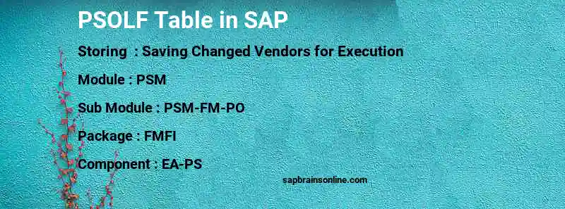 SAP PSOLF table