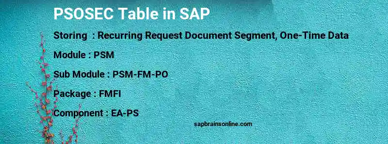 SAP PSOSEC table