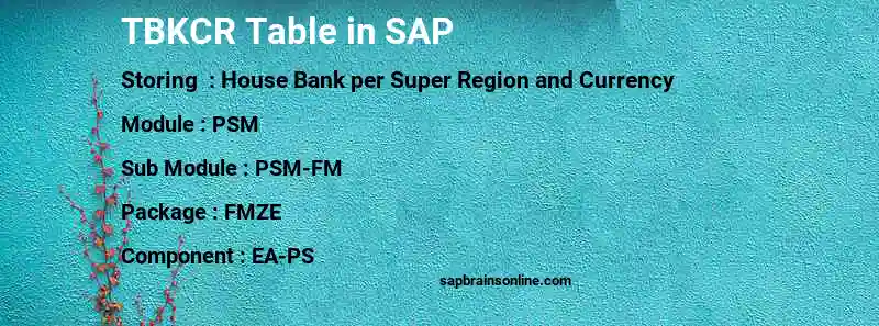 SAP TBKCR table