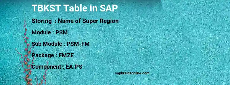 SAP TBKST table