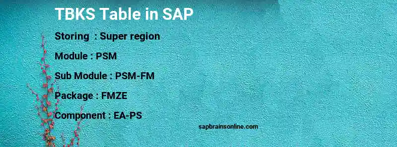 SAP TBKS table