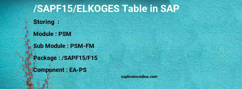 SAP /SAPF15/ELKOGES table