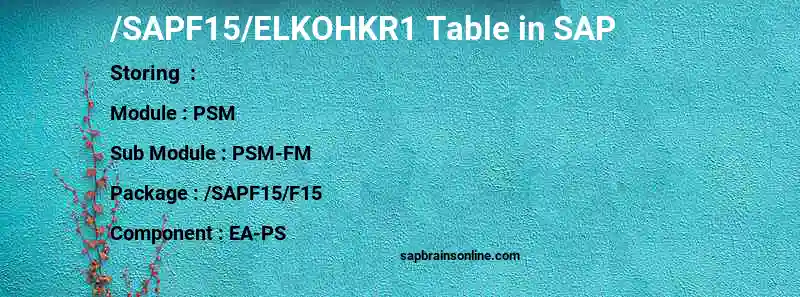 SAP /SAPF15/ELKOHKR1 table