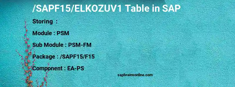 SAP /SAPF15/ELKOZUV1 table