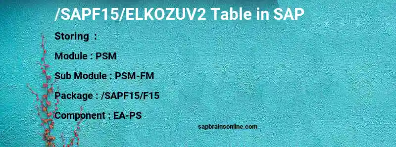SAP /SAPF15/ELKOZUV2 table