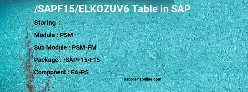 SAP /SAPF15/ELKOZUV6 table