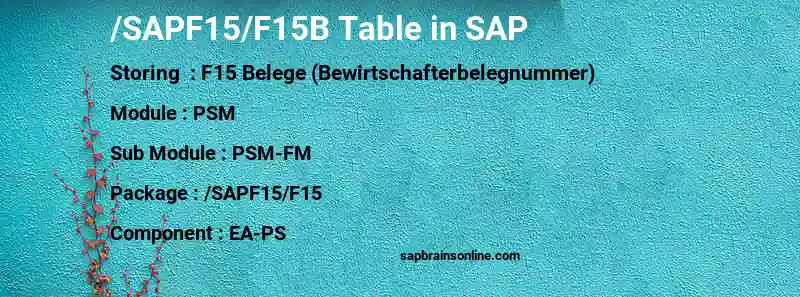SAP /SAPF15/F15B table