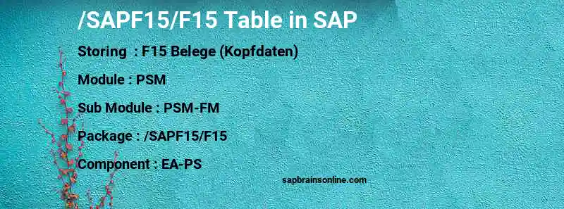 SAP /SAPF15/F15 table