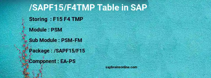 SAP /SAPF15/F4TMP table